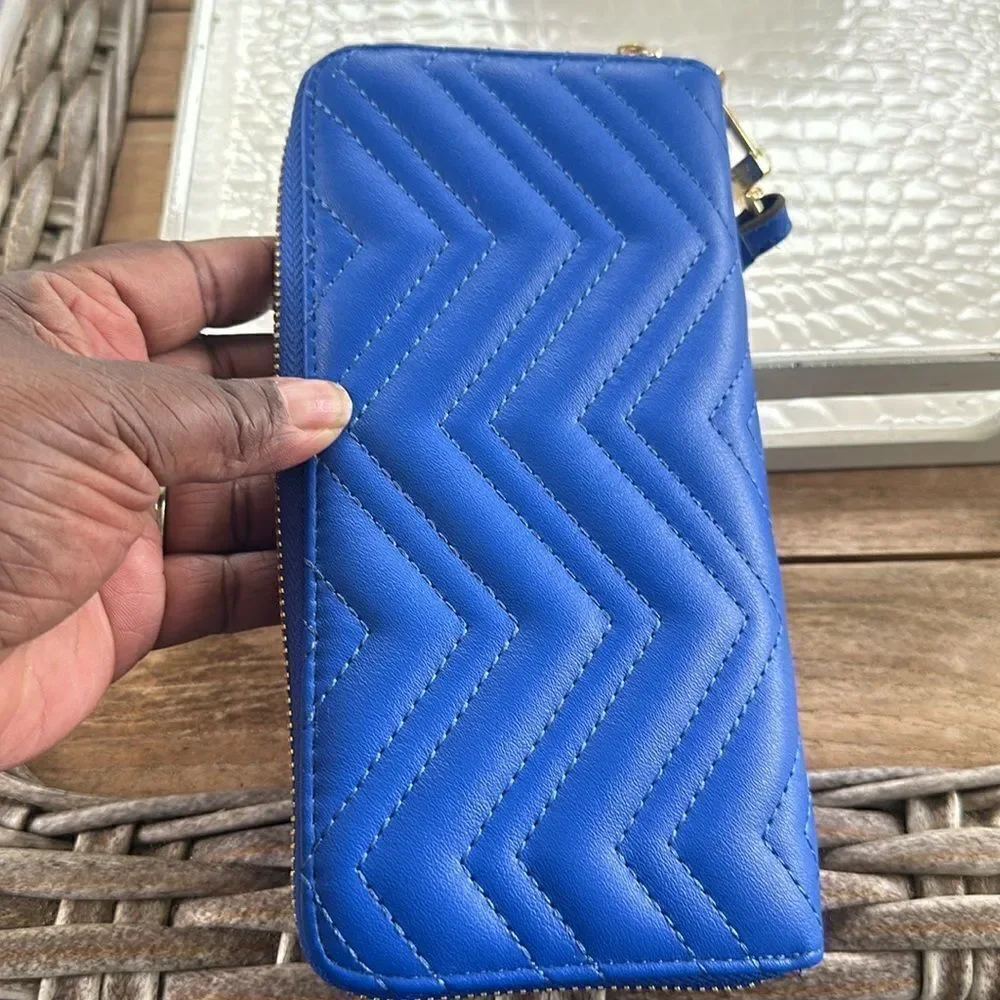 Anne Klein Blue Quilted Wristlet